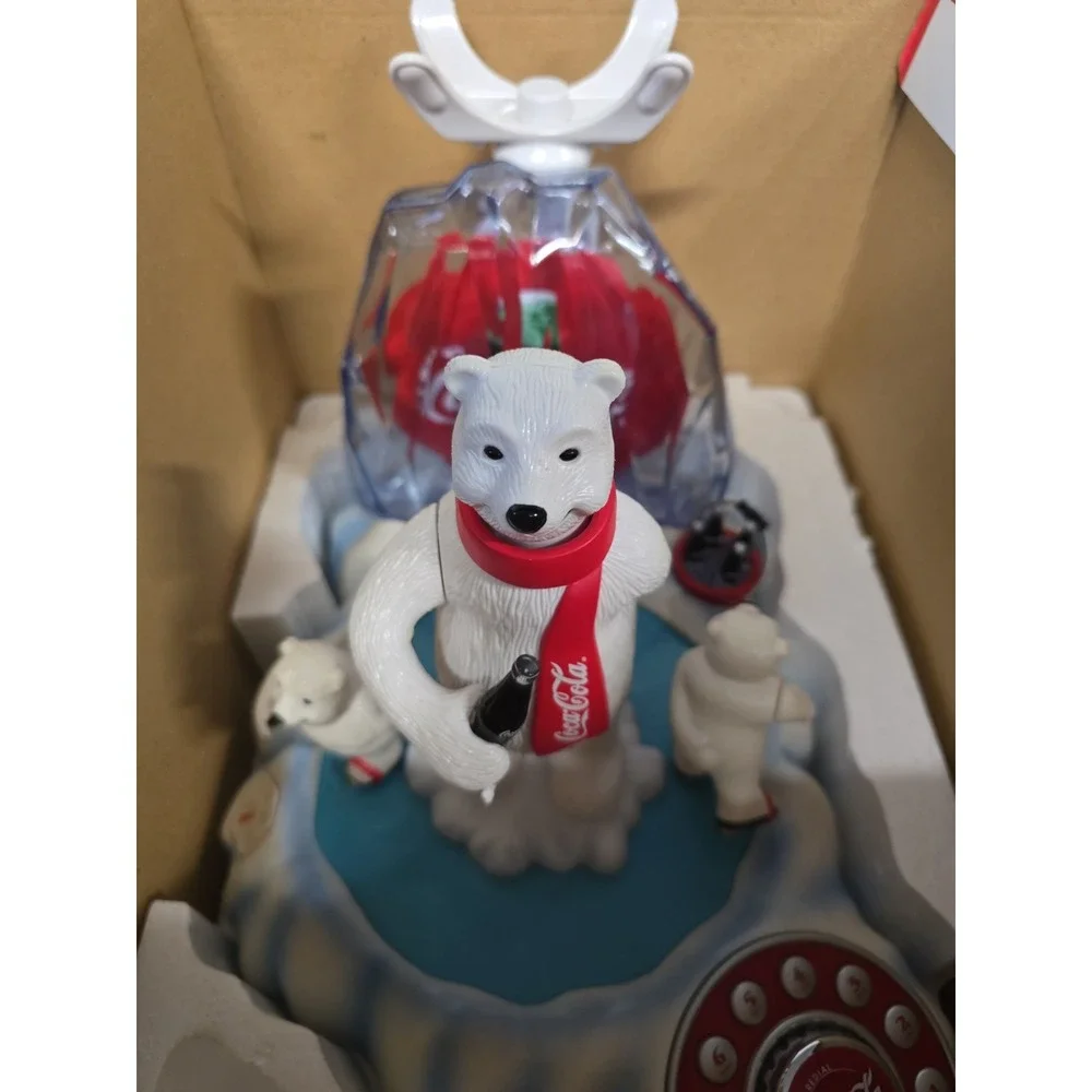 VTG Coca-Cola Animated Polar Bear Landline Phone - Coke Skating Bears